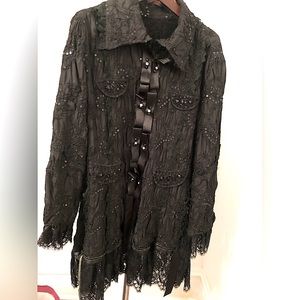 Black Beaded Evening Coat / Long Blouse